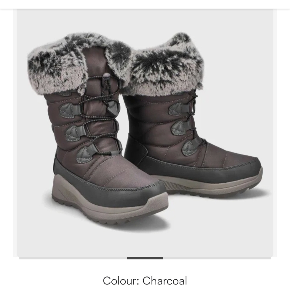 Softmoc LIKE NEW Niobe Winter Snow Boots Fur Trim  Charcoal 8